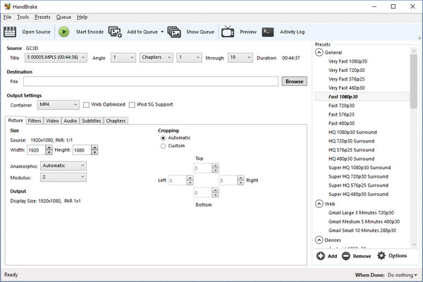 HandBrakeでBD/DVD ISOをMP4動画に変換